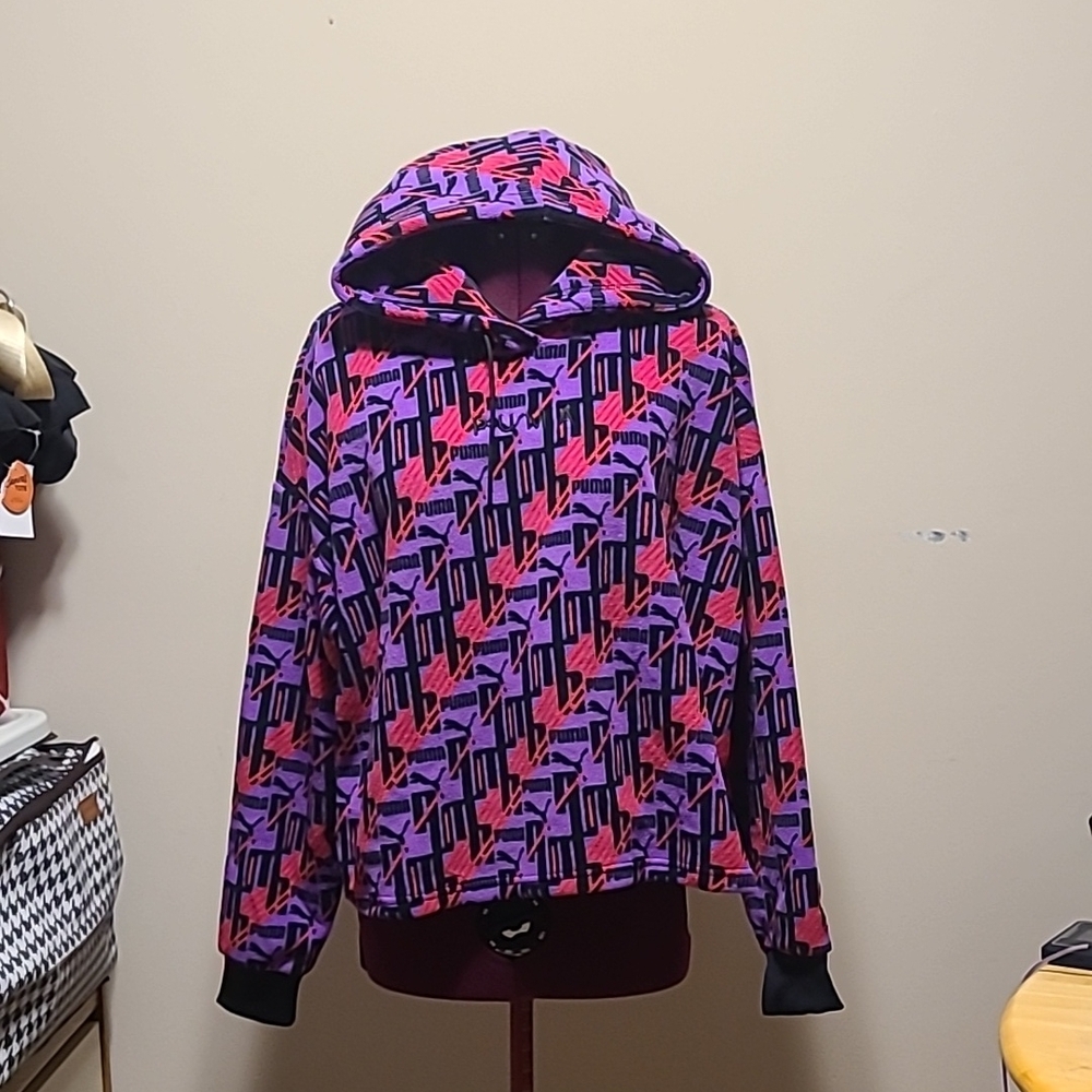 Puma Purple and Pink Patterned Hoodie